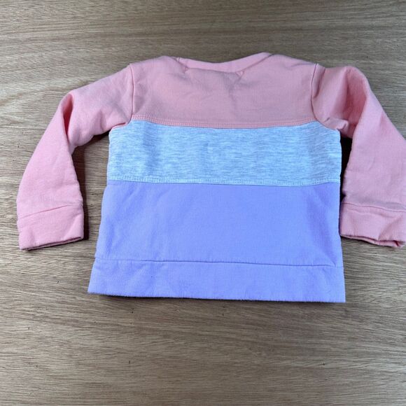 Puma Toddler Sweatshirt 12M Colorblock Pink Gray Purple Long Sleeve Pullover - Picture 2 of 3